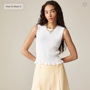 J. Crew White Ruffle-trim shell tank top in premium ultra-fine cotton